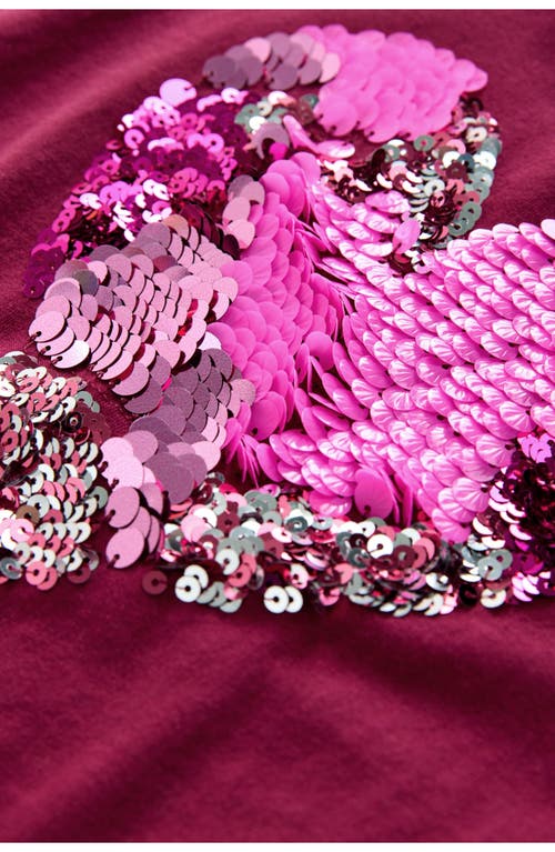 Next Kids' Sequin Heart T-shirt In Burgundy