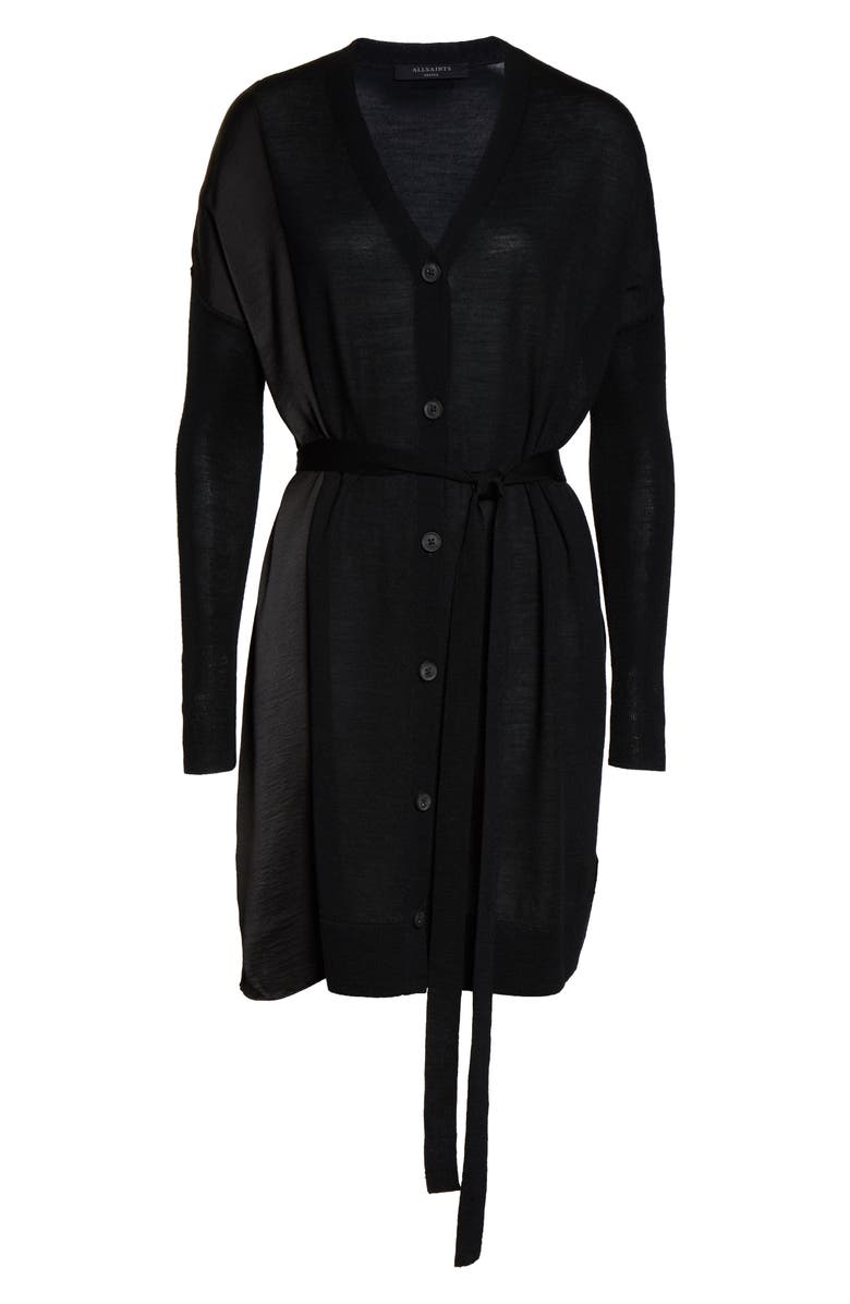 AllSaints Iva Long Sleeve Button-Up Mixed Media Dress, Alternate, color,