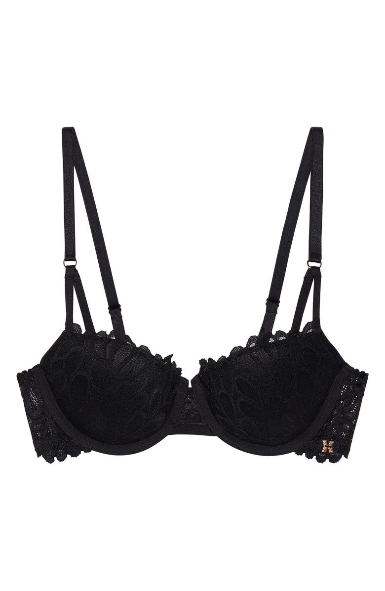 SAVAGE X FENTY Savage Not Sorry Lightly Lined Lace Balconette Bra, Main, color, Black Caviar
