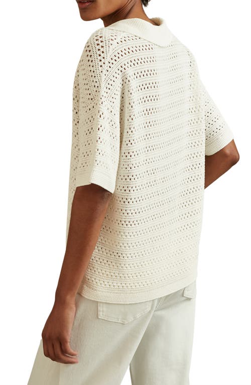Reiss Ivory Carla Knitted Open-collar Polo Shirt
