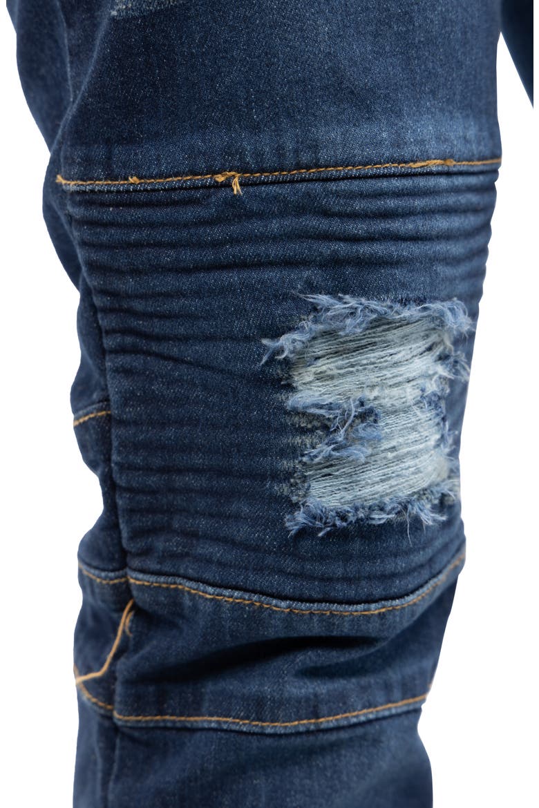 Stretch Moto Skinny Jeans - 30-32" Inseam, Alternate, color, DARK BLUE