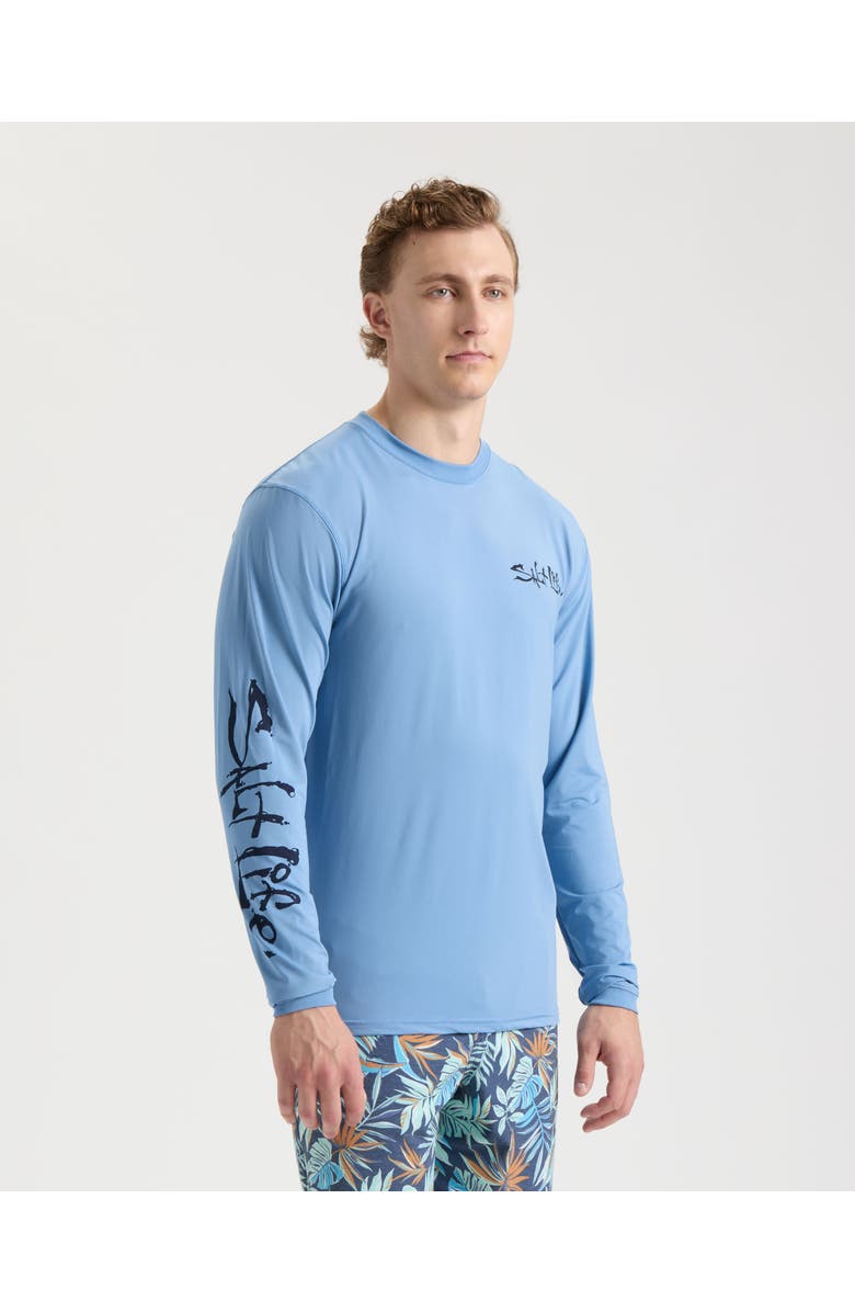 Salt Life Sailfish ‘N Bones Long Sleeve Performance Tee, Alternate, color, Harbor Blue Heather
