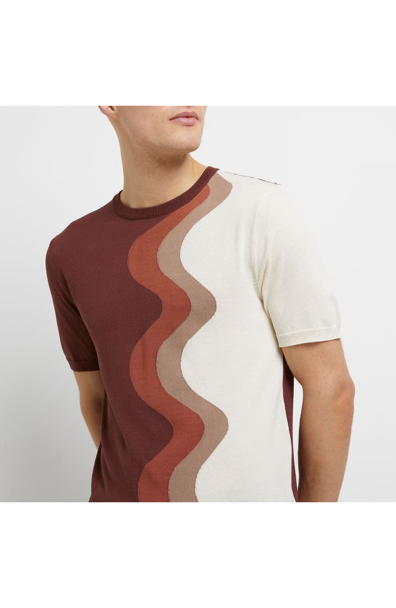 River Island Swirl Stripe Short Sleeve Sweater, Alternate, color, 