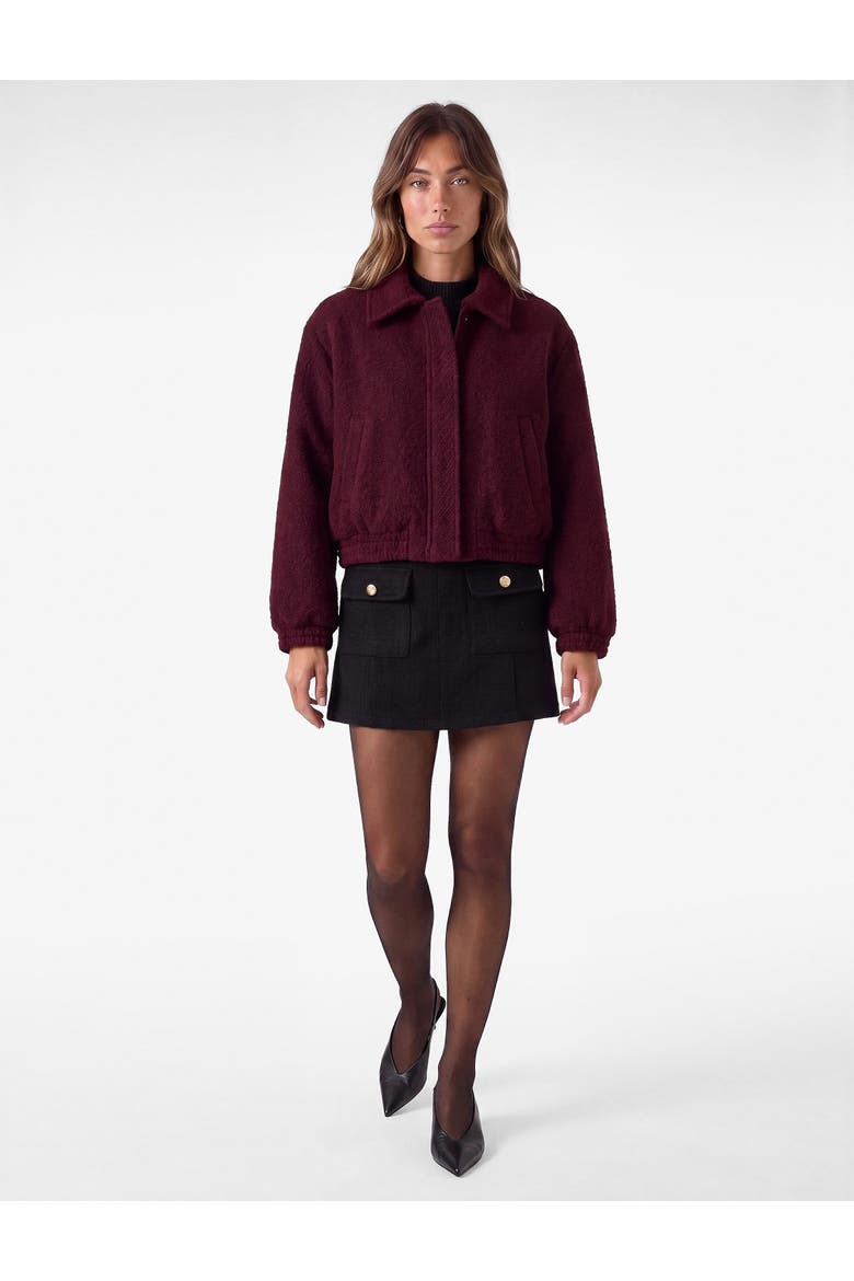 Tweed Bomber Jacket, Main, color, BORDEUX