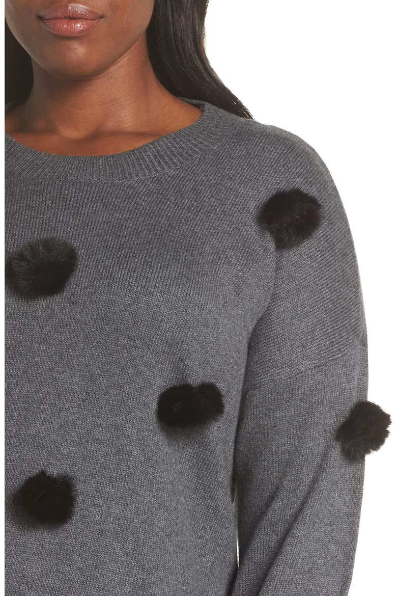 Pompom Pullover, Alternate, color, MED HEATHER GREY