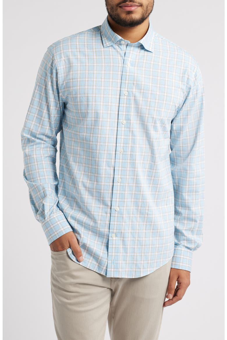 Burleigh Check Stretch Button-Up Shirt, Main, color, MALIBLU