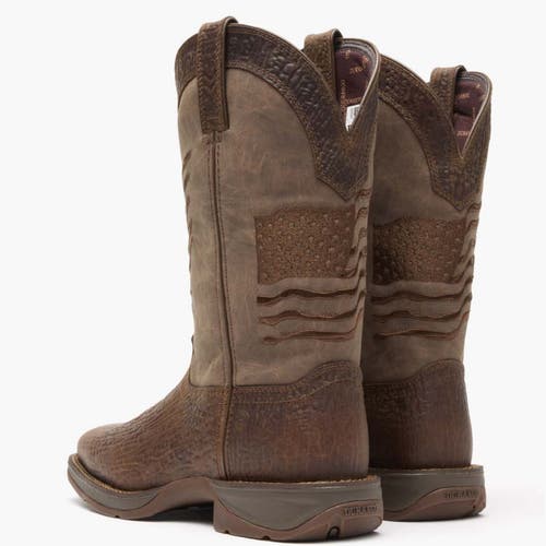 Durango Brown Distressed Flag Embroidery Western Boot In Brown