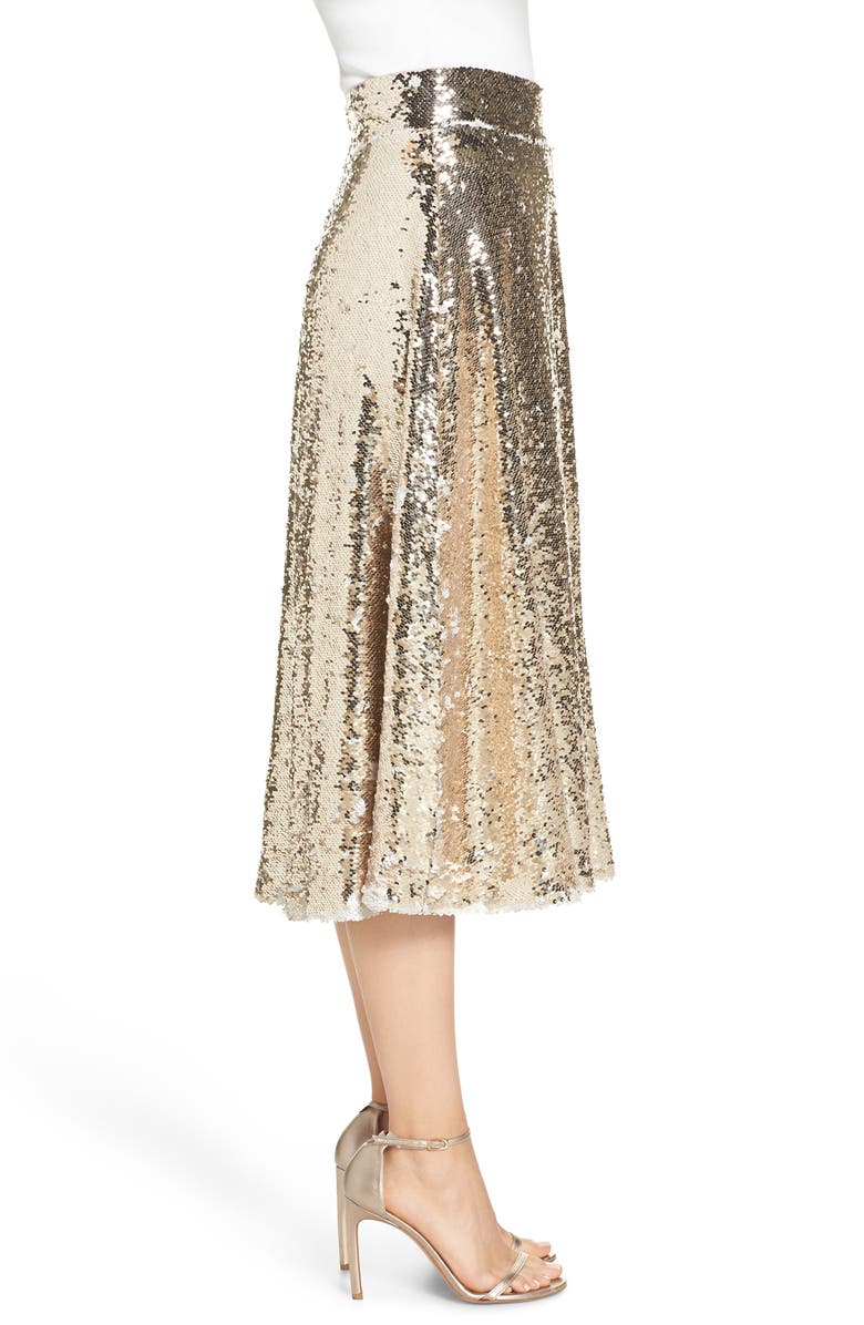 Eliza J Sequin Embellished A-Line Skirt, Alternate, color,