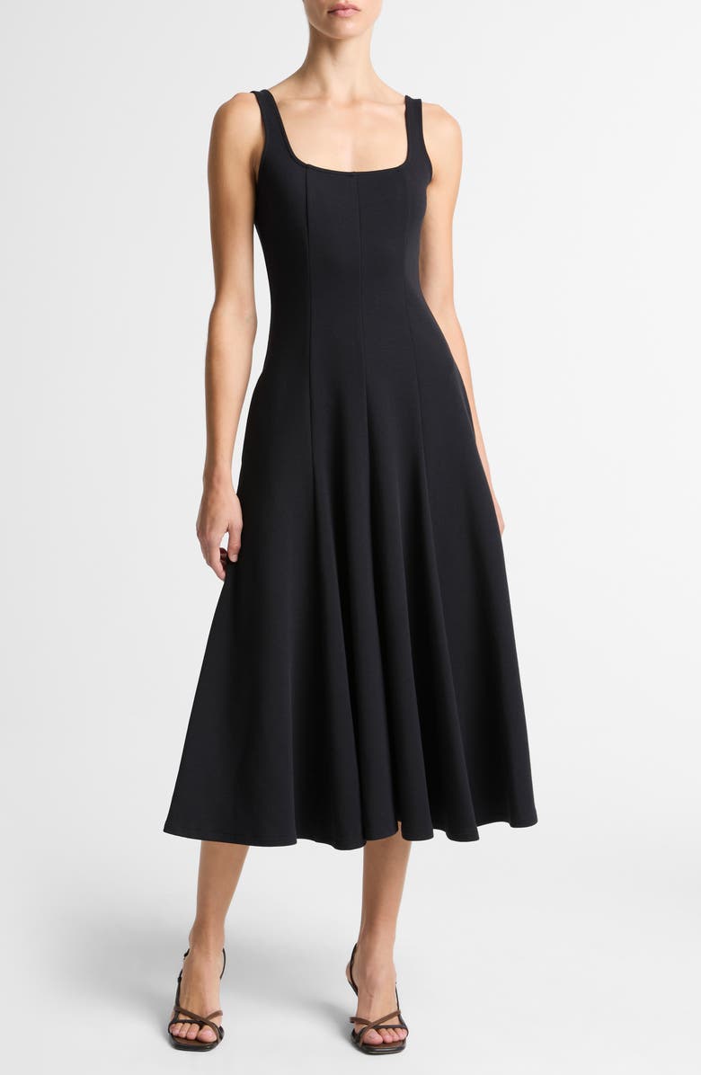 Vince Square Neck Midi Dress, Main, color, Black