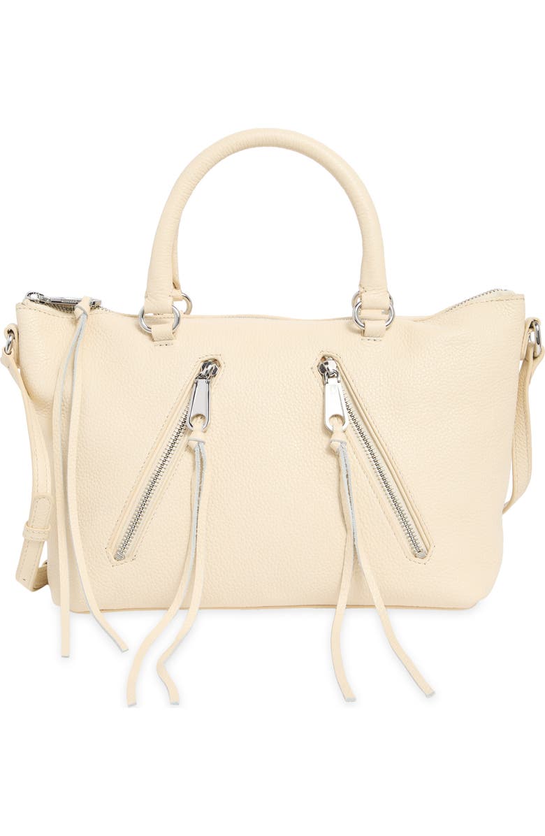 Rebecca Minkoff Moto Zip Leather Satchel, Main, color, Eggshell