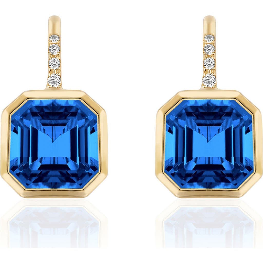 GOSHWARA Gossip Asscher-Cut Semiprecious Stone & Diamond Drop Earrings in Deep Blue  product