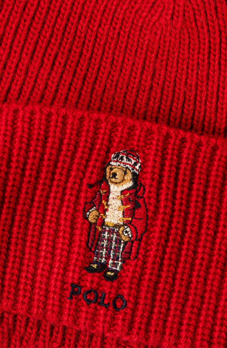 Polo Ralph Lauren Holiday Bear Beanie, Alternate, color, Red