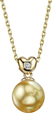 The Pearl Source Golden Pearl & Diamond Lev Pendant