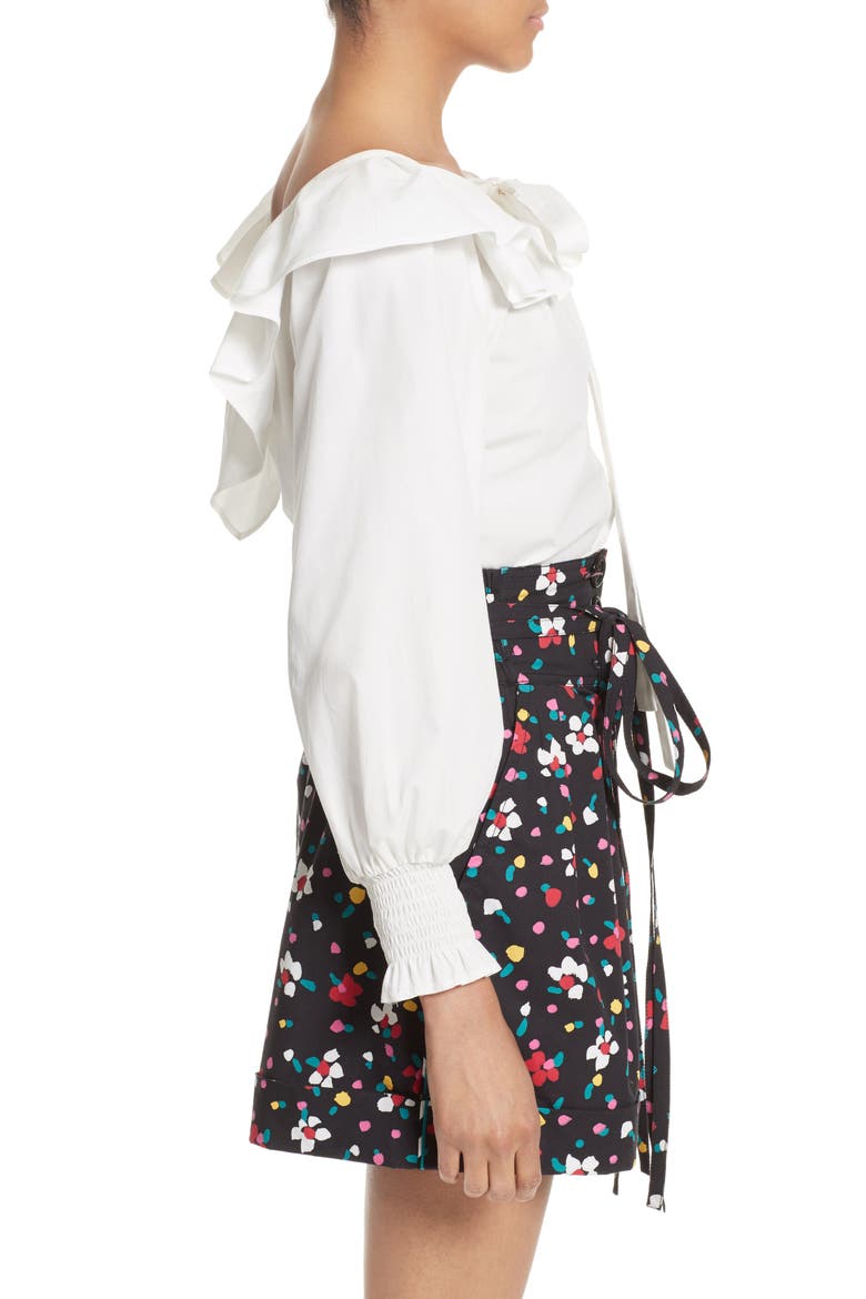 Ruffle Cotton Blouse, Alternate, color, WHITE