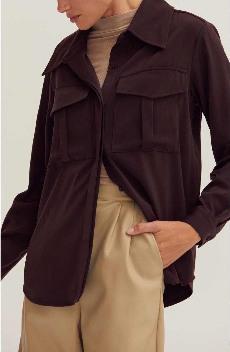 CRESCENT Cargo Button up Shirt, Alternate, color, Merlot