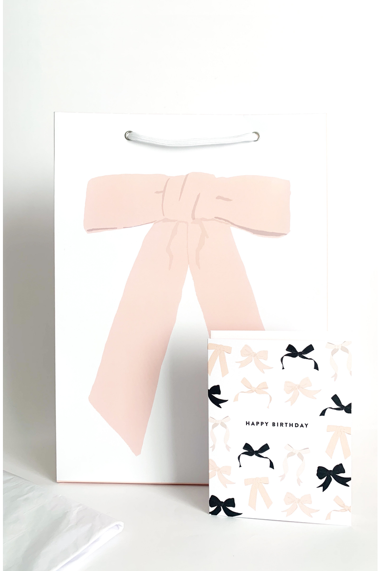 Bow Gift Bag & Card Set, Main, color, Pink Bow