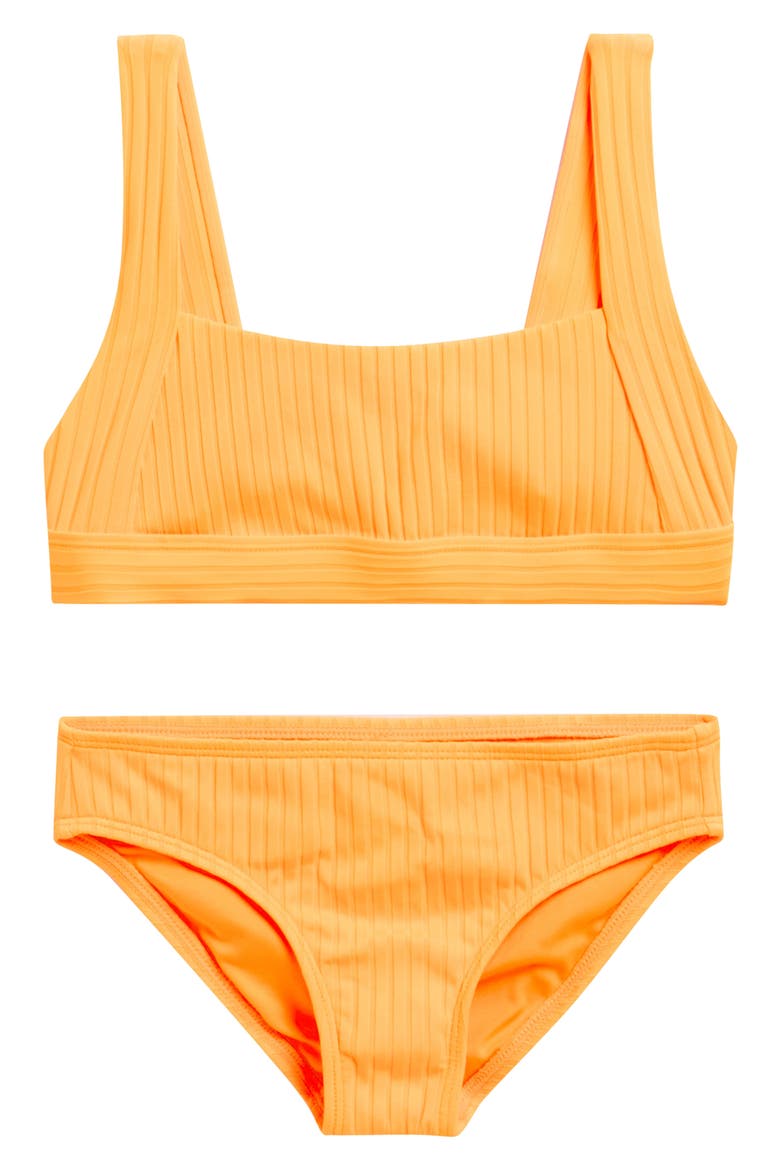 Kids' Shorebreak Two-Piece Swimsuit, Main, color, NEON APRICOT NECTAR