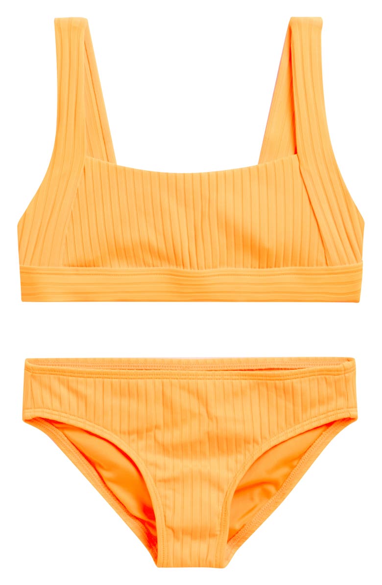 O'Neill Kids' Shorebreak Two-Piece Swimsuit, Main, color, Neon Apricot Nectar