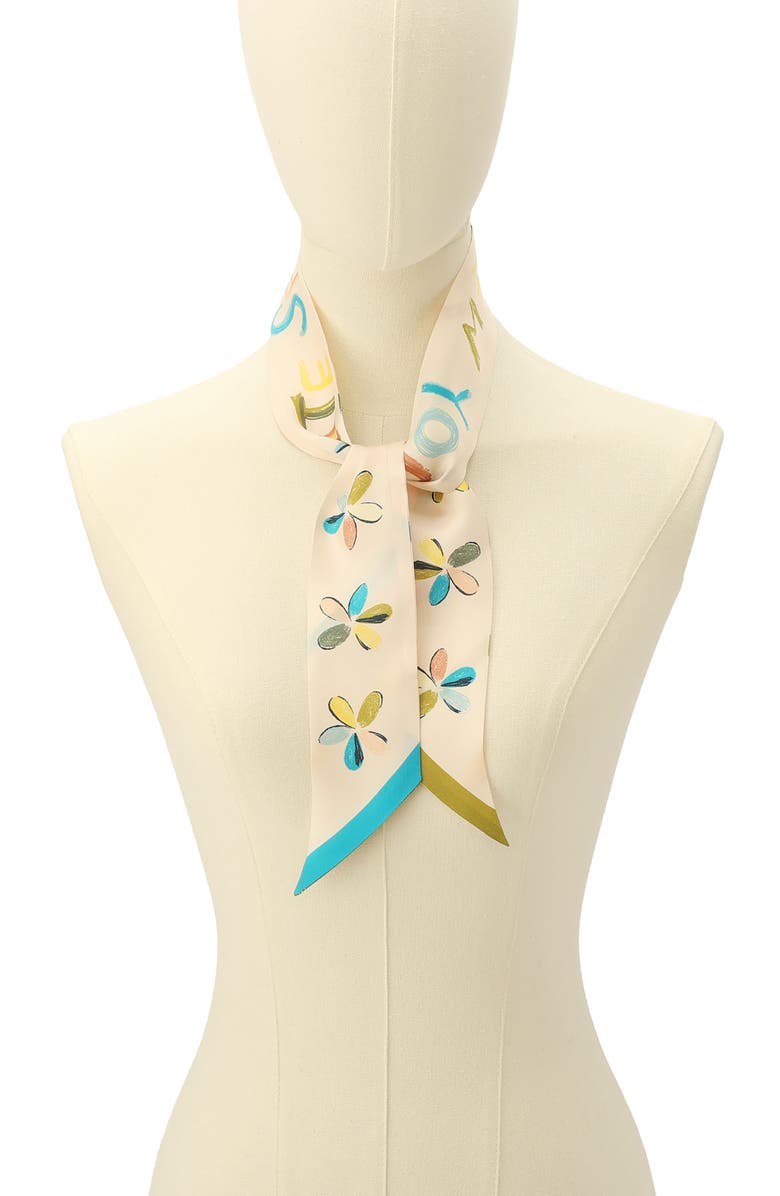 Kate Spade New York scribble silk skinny scarf, Alternate, color, Beige Multi