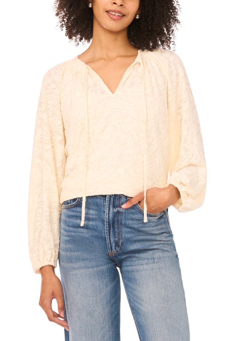 Texture Tie Neck Top, Main, color, BIRCH