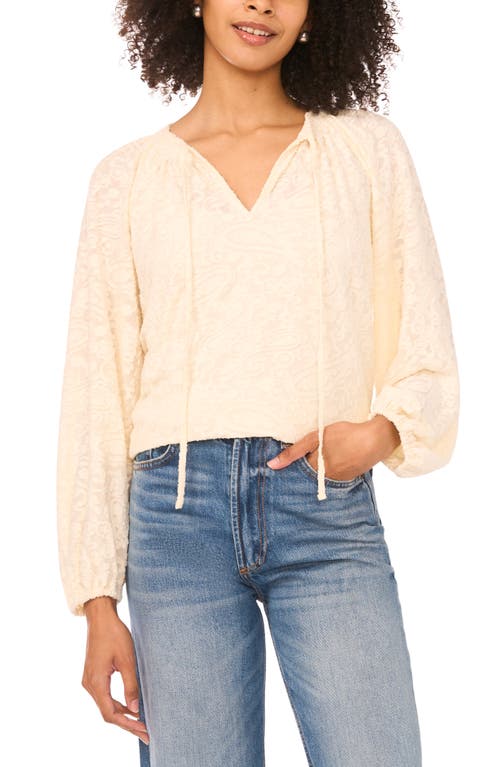 Vince Camuto Texture Tie Neck Top In Neutral
