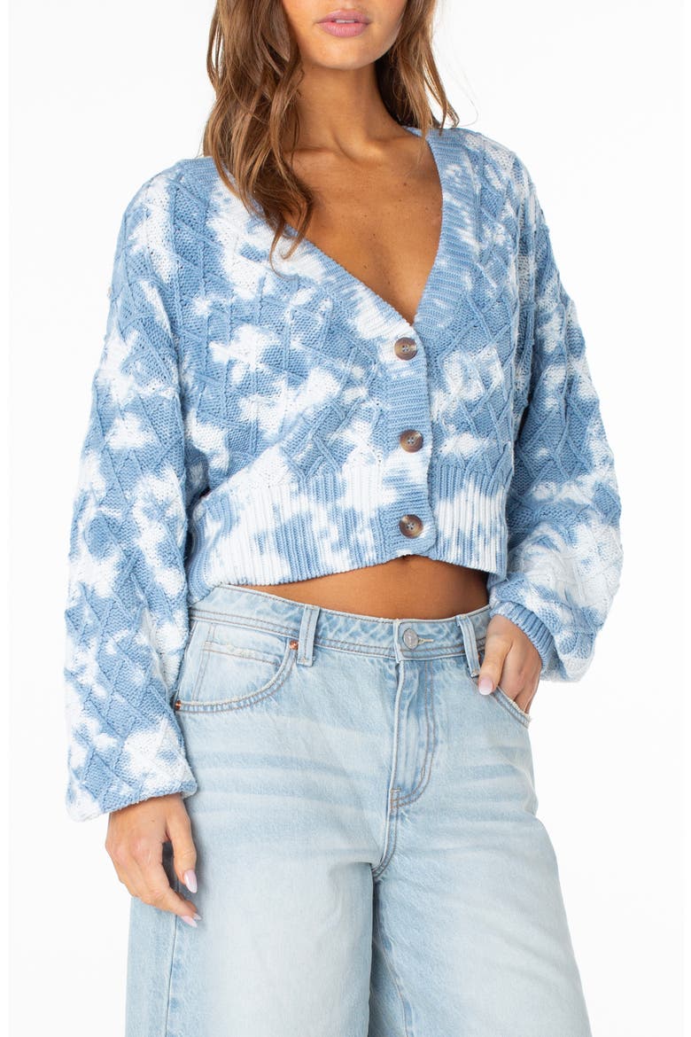 Sundaze Tie Dye V-Neck Cardigan, Main, color, DUTCH BLUE