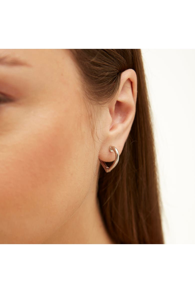 Sterling Silver Heart Hoop Earrings, Alternate, color, Silver