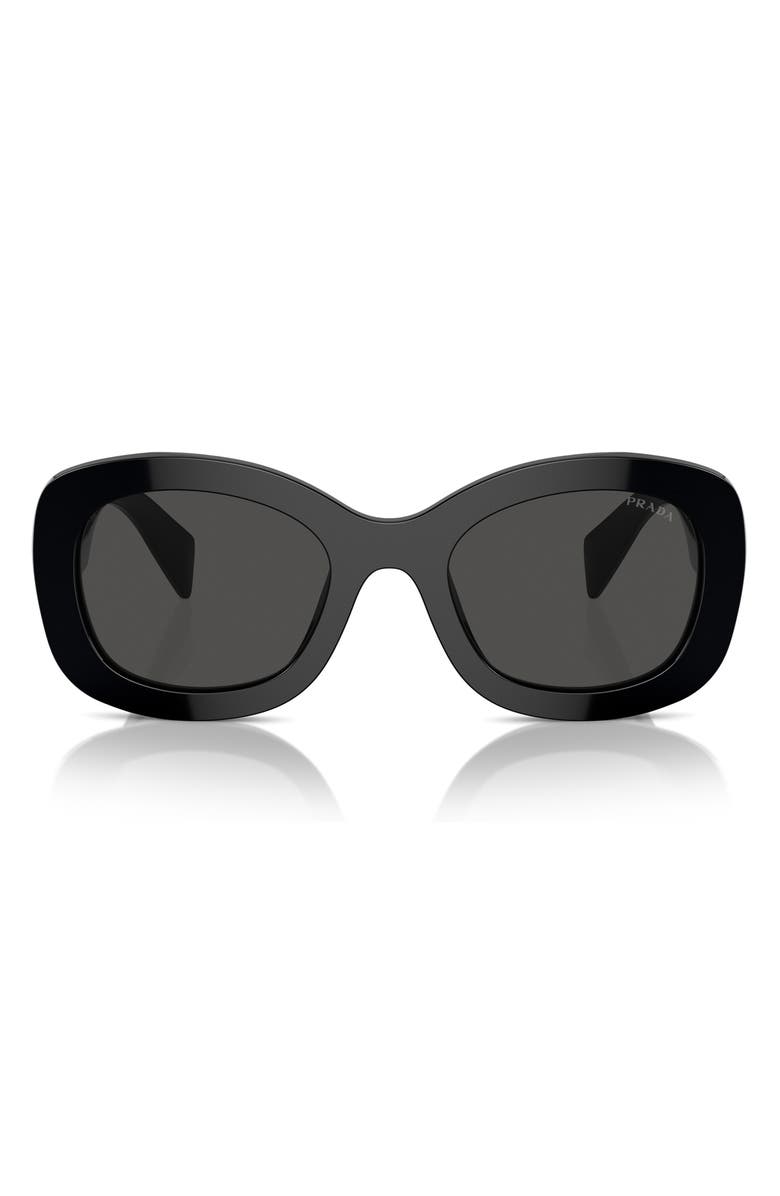 Prada 54mm Oval Polarized Sunglasses, Main, color, Black