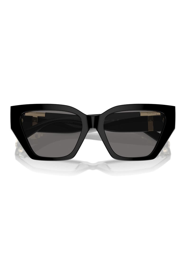 55mm Polarized Cat Eye Sunglasses, Alternate, color, BLACK