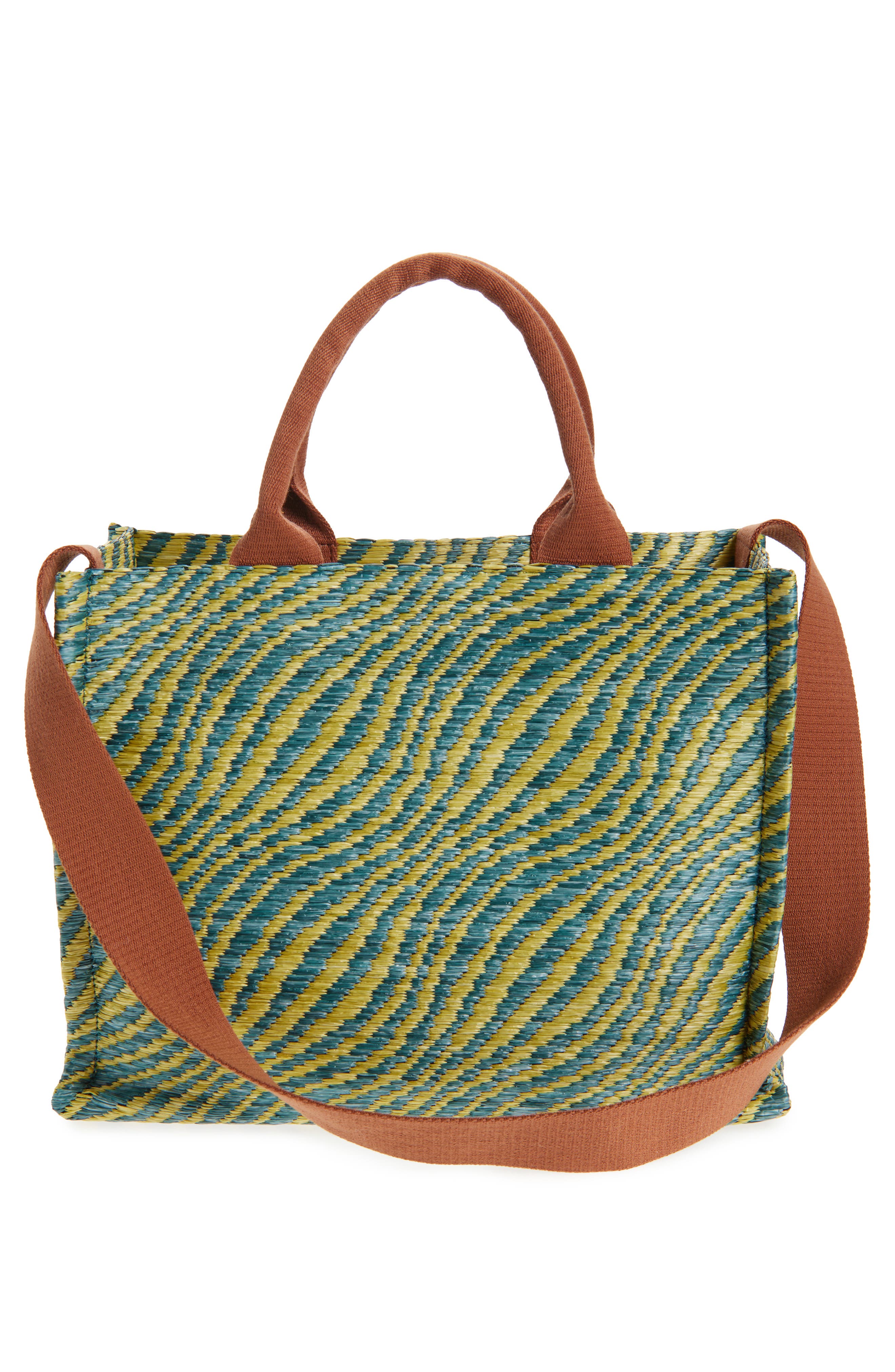 Marni Small Logo Basket Bag, Alternate, color, 00V44 Garden Green