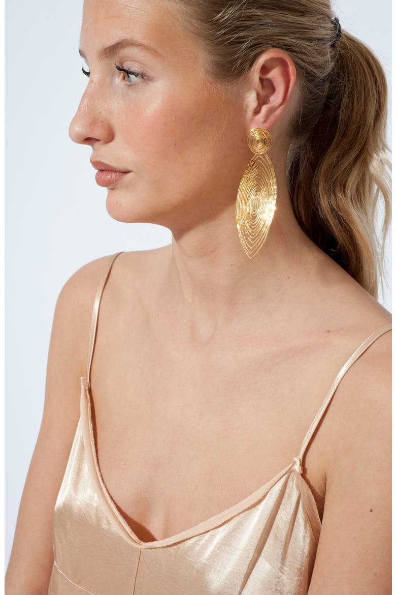 'Long Wave' Drop Earrings, Alternate, color, GOLD