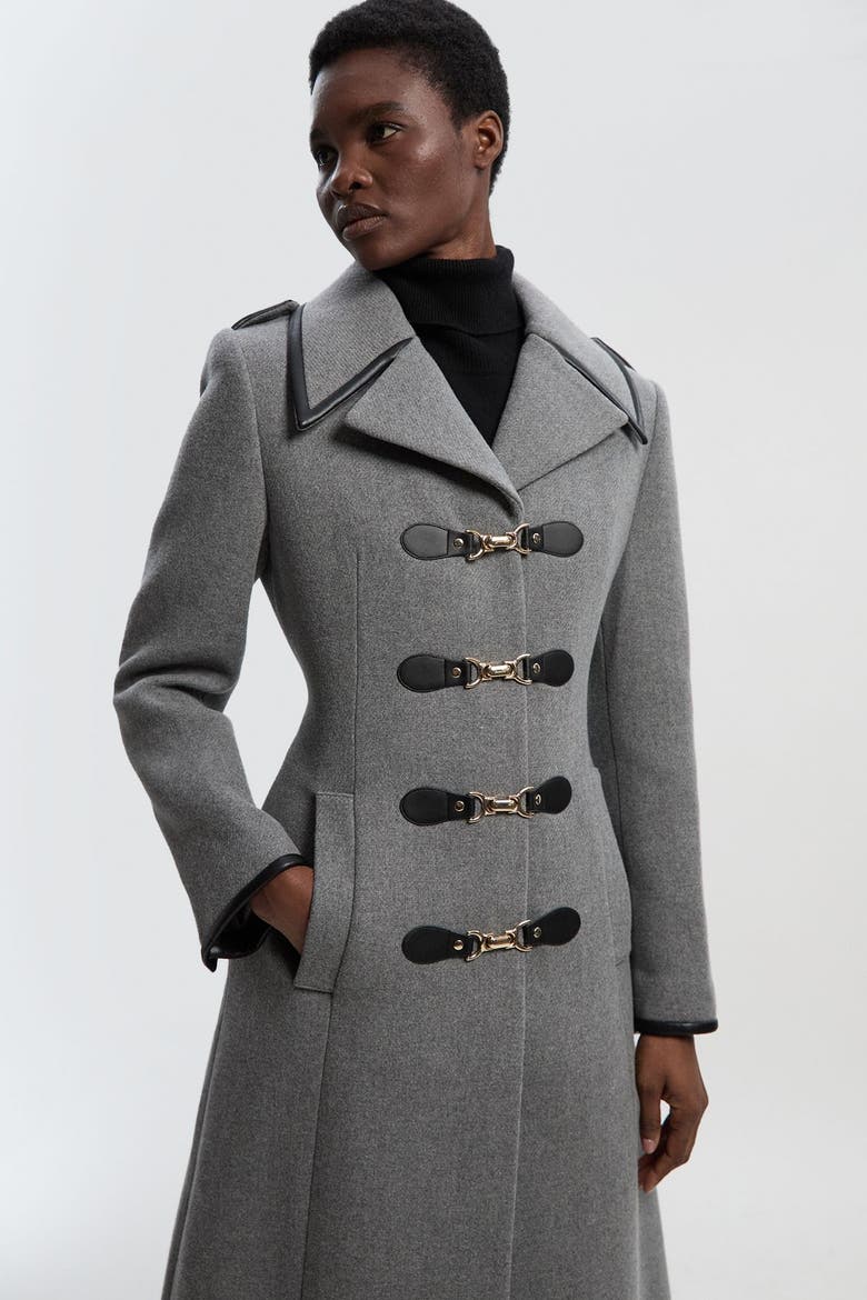 Military Tailored Midi Coat, Alternate, color, Grey