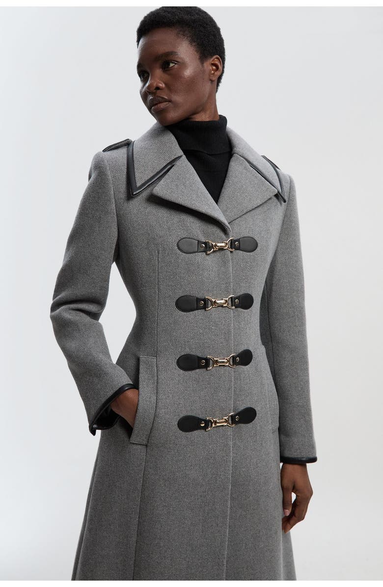Karen Millen Military Tailored Midi Coat, Alternate, color, Grey