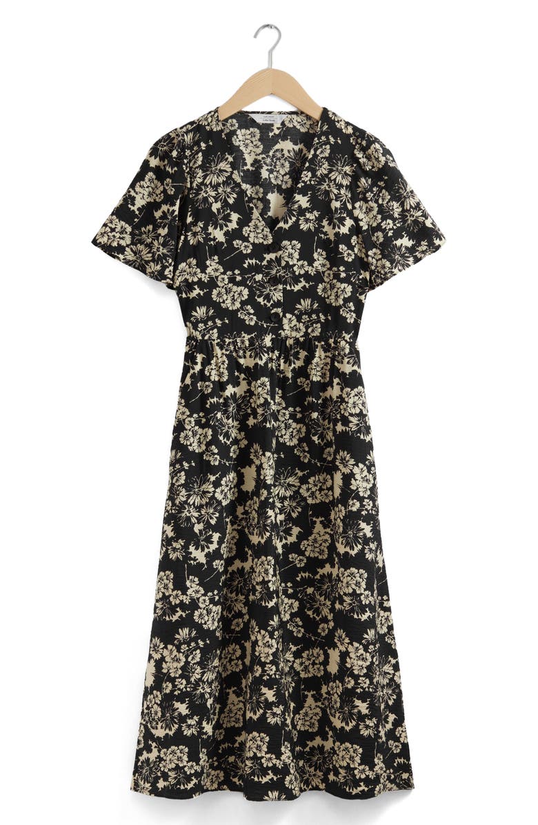 & Other Stories Floral Print A-Line Midi Dress