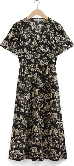 Floral Print A-Line Midi Dress