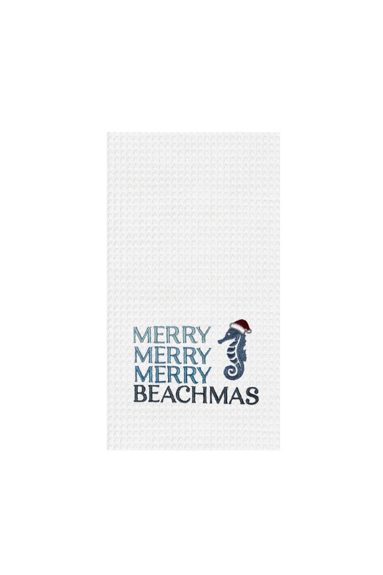 Merry Merry Beachmas Seahorse with Santa Hat Towel, Main, color, Blue