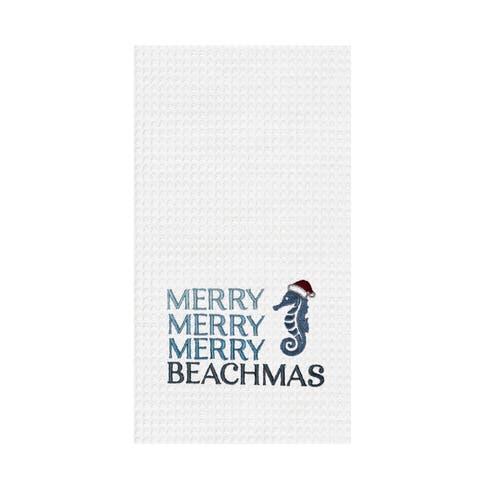Merry Merry Beachmas Seahorse with Santa Hat Towel