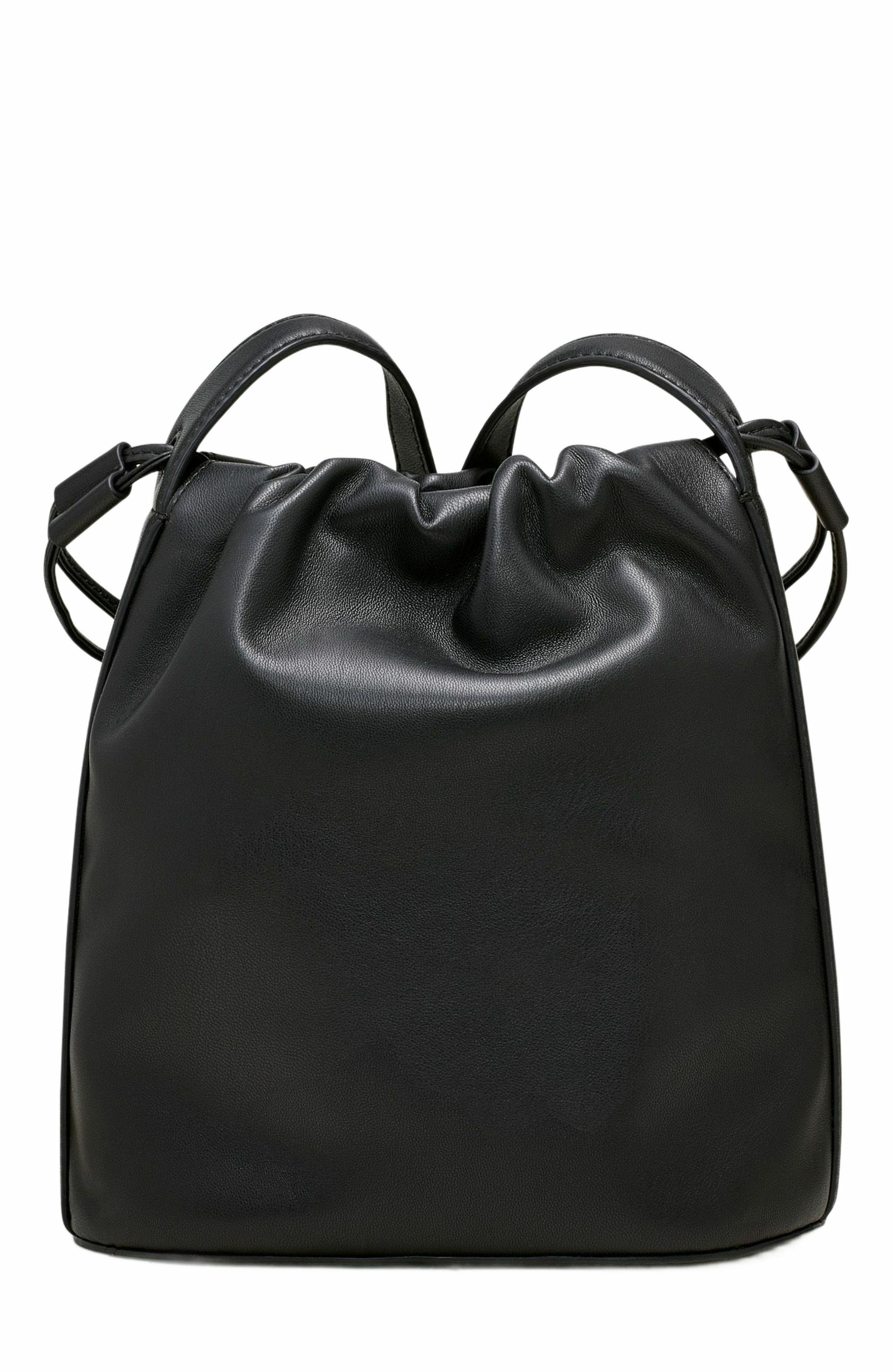 DKNY Channing Small Drawstring Bag, Alternate, color, Black/Silver