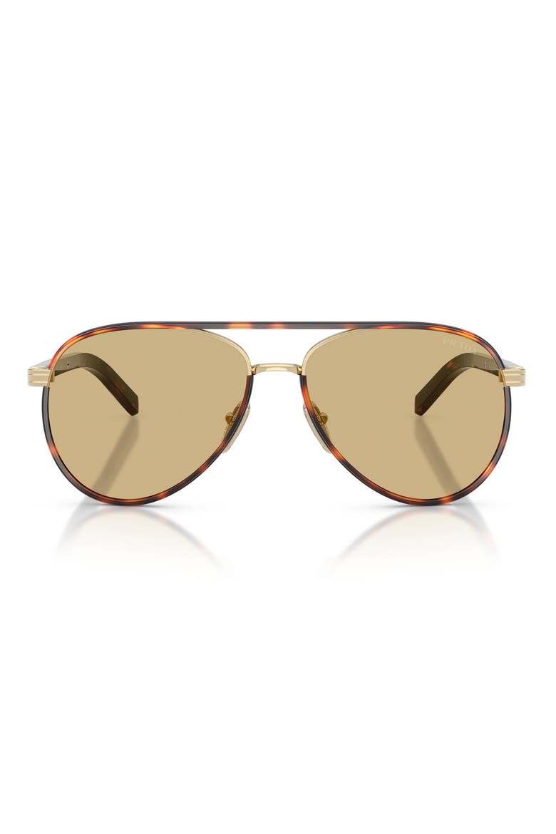 59mm Pilot Sunglasses, Main, color, TORTOISE PRINT/ GOLD/ YELLOW