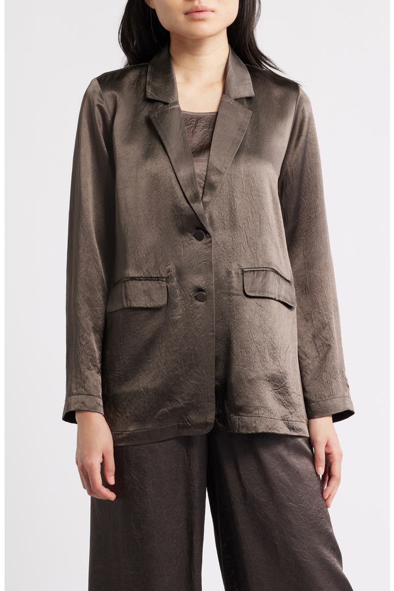 Crinkled Satin Blazer, Alternate, color, RYE