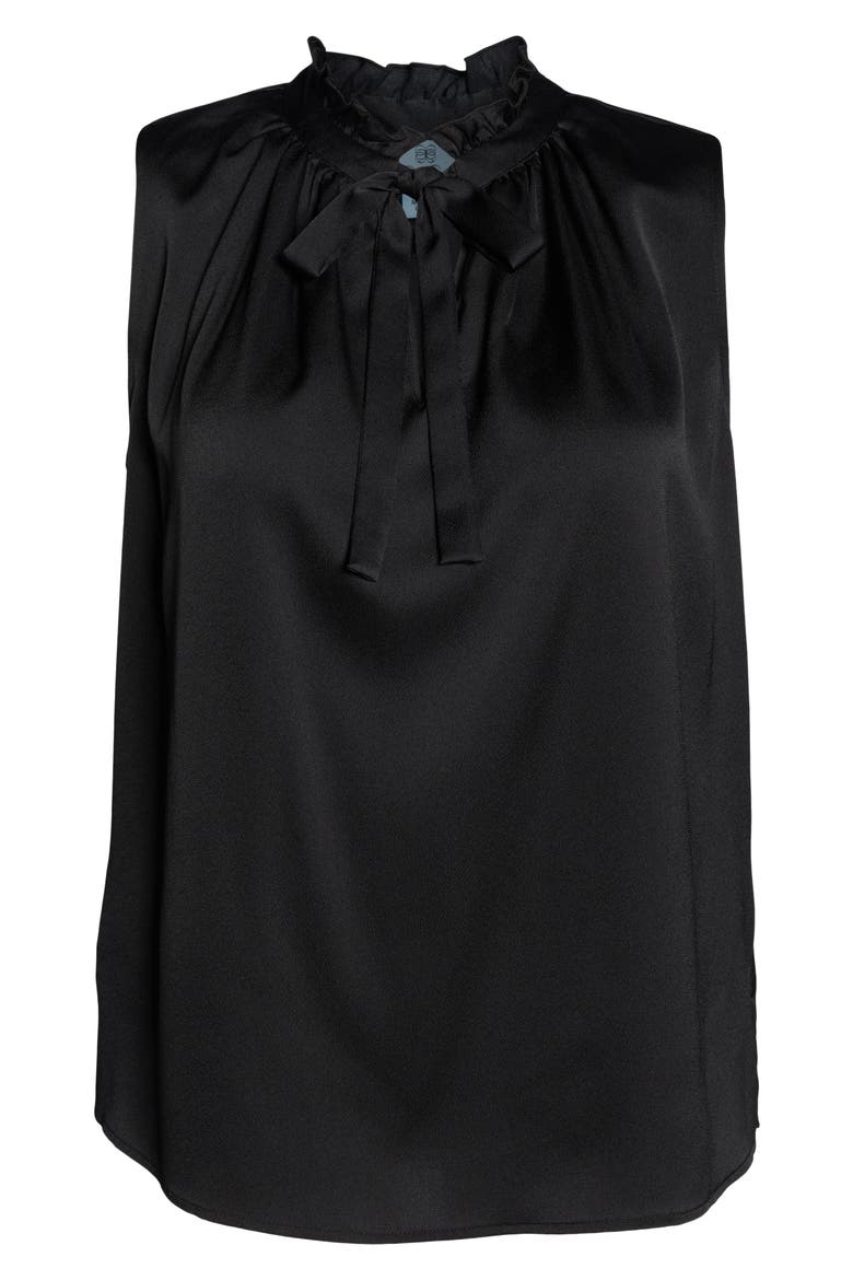 Ruffled Tie Neck Blouse, Alternate, color, RICH BLACK