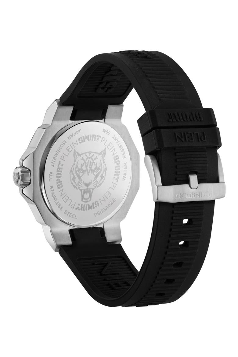 Titan Silicone Band Watch, 44mm, Alternate, color, STAINLESS STEEL/ BLACK