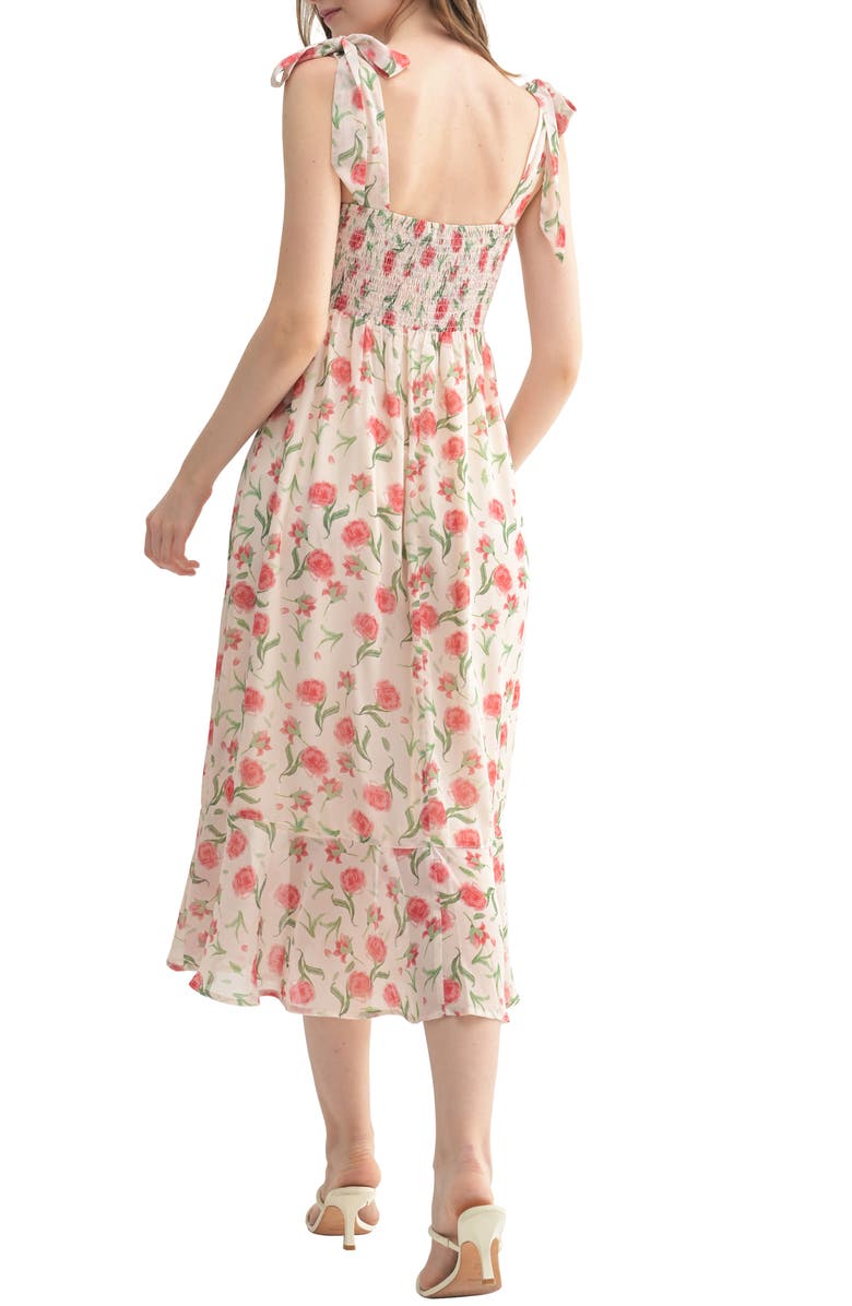 Lush Tie Shoulder Front Slit Midi Dress, Alternate, color,