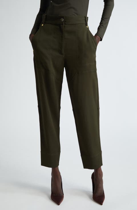 Stretch Twill Tapered Ankle Pants