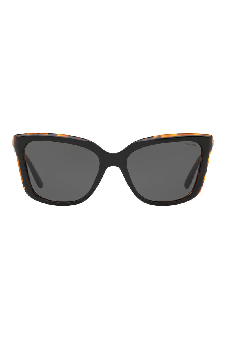 56mm Cat Eye Sunglasses, Main, color, TORTOISE BLACK/ BLACK SOLID