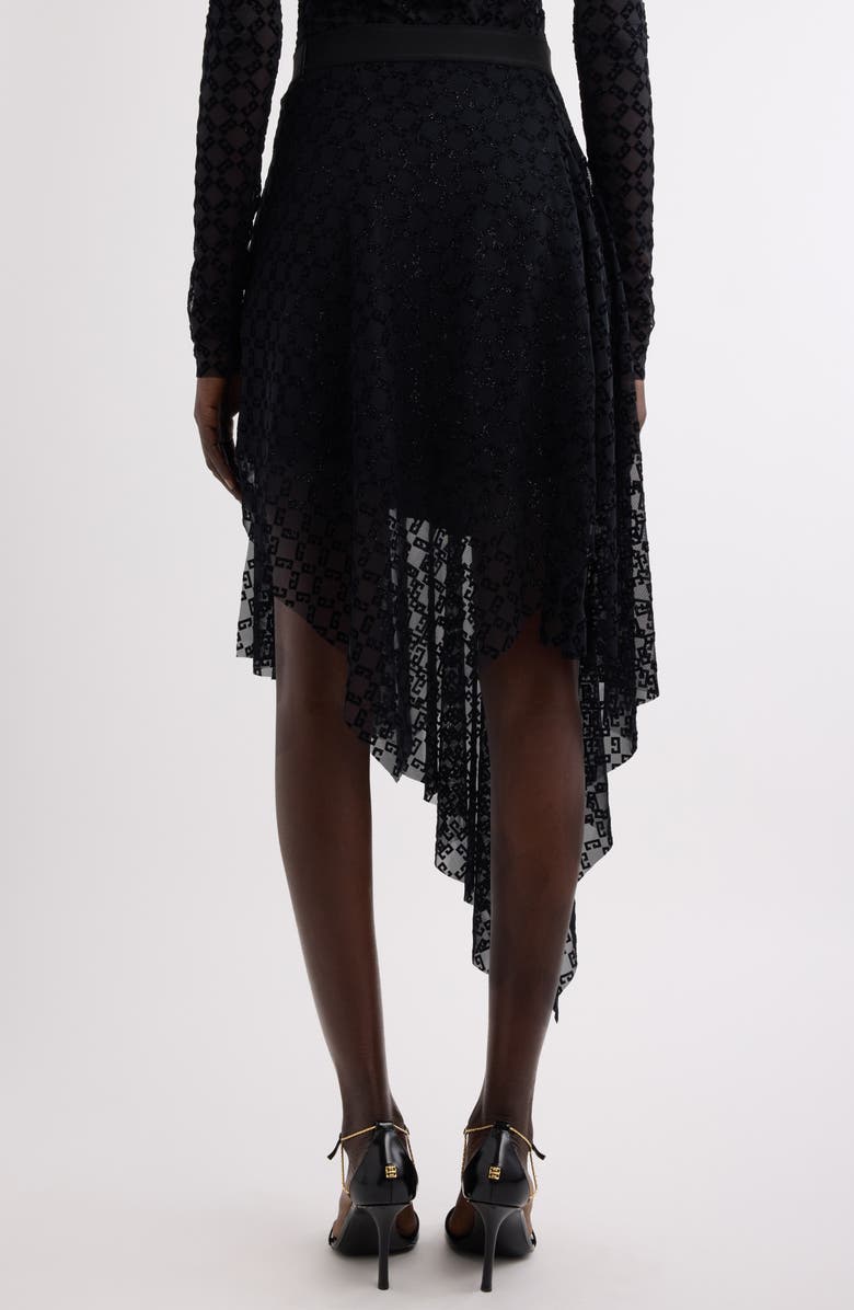 Givenchy Monogram 72 Embroidered Asymmetric Tulle Skirt, Alternate, color, 