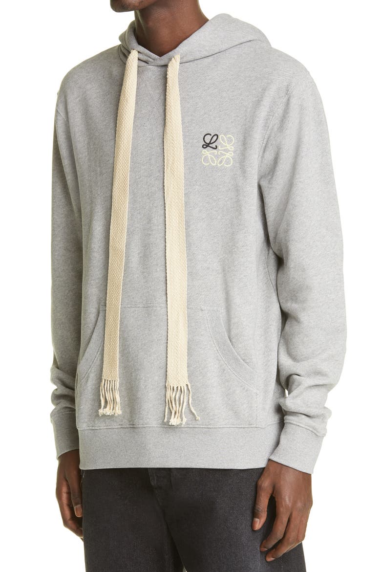 Anagram Logo Embroidered Hoodie, Alternate, color, GREY MELANGE