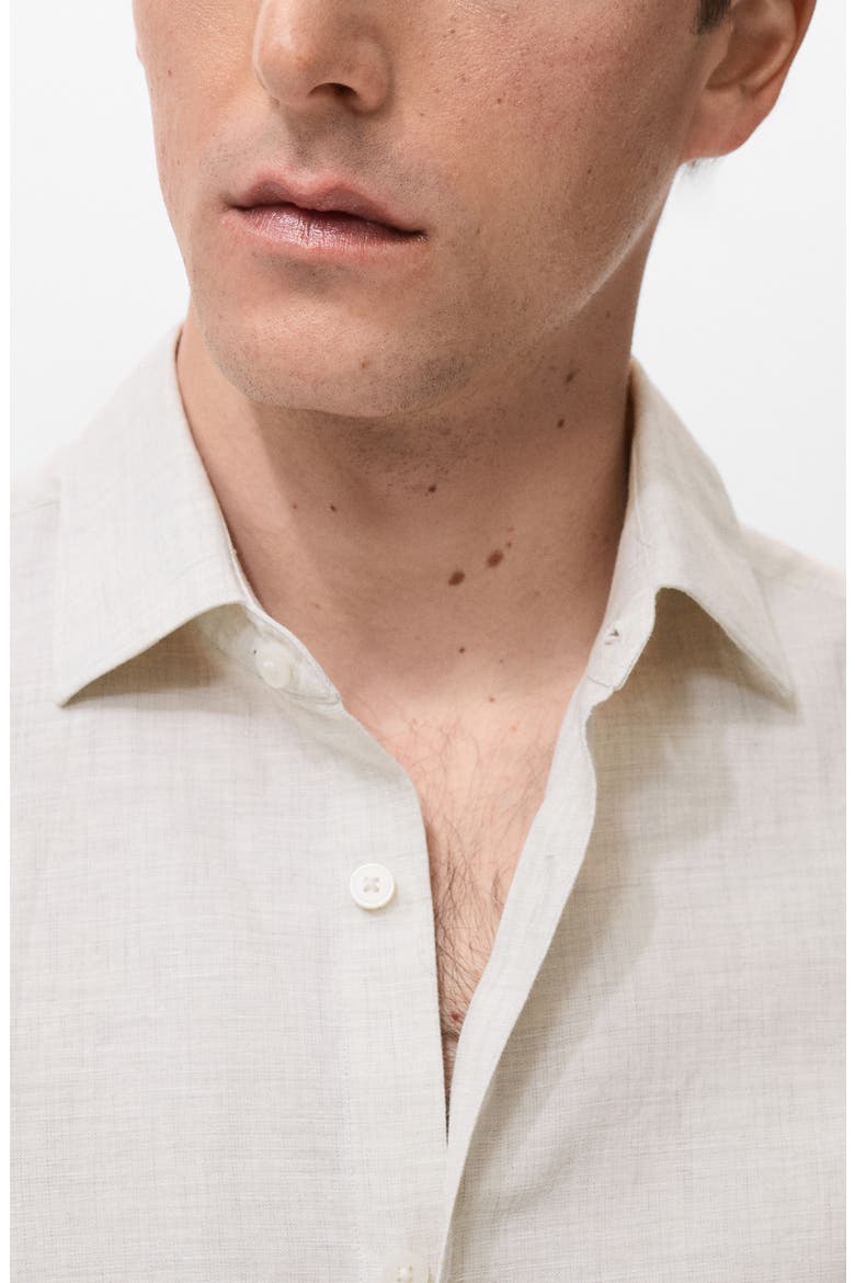 Regular Fit Cotton & Linen Button-Up Shirt, Alternate, color, OFF WHITE