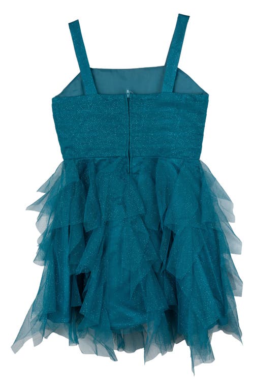 Rare Editions Kids' Glitter Mesh Party Dress In Blue