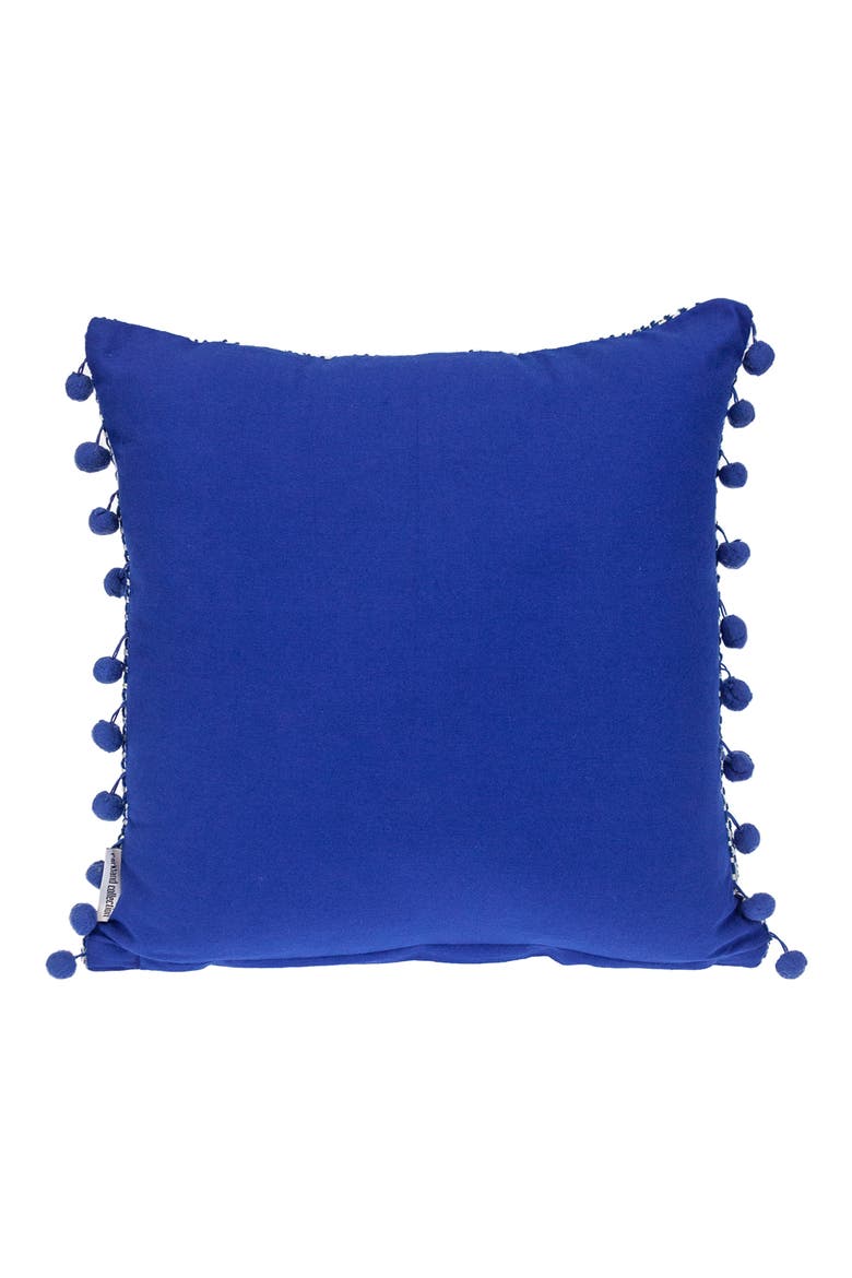 Pom Pom Trim Square Accent Pillow, Alternate, color, BLUE